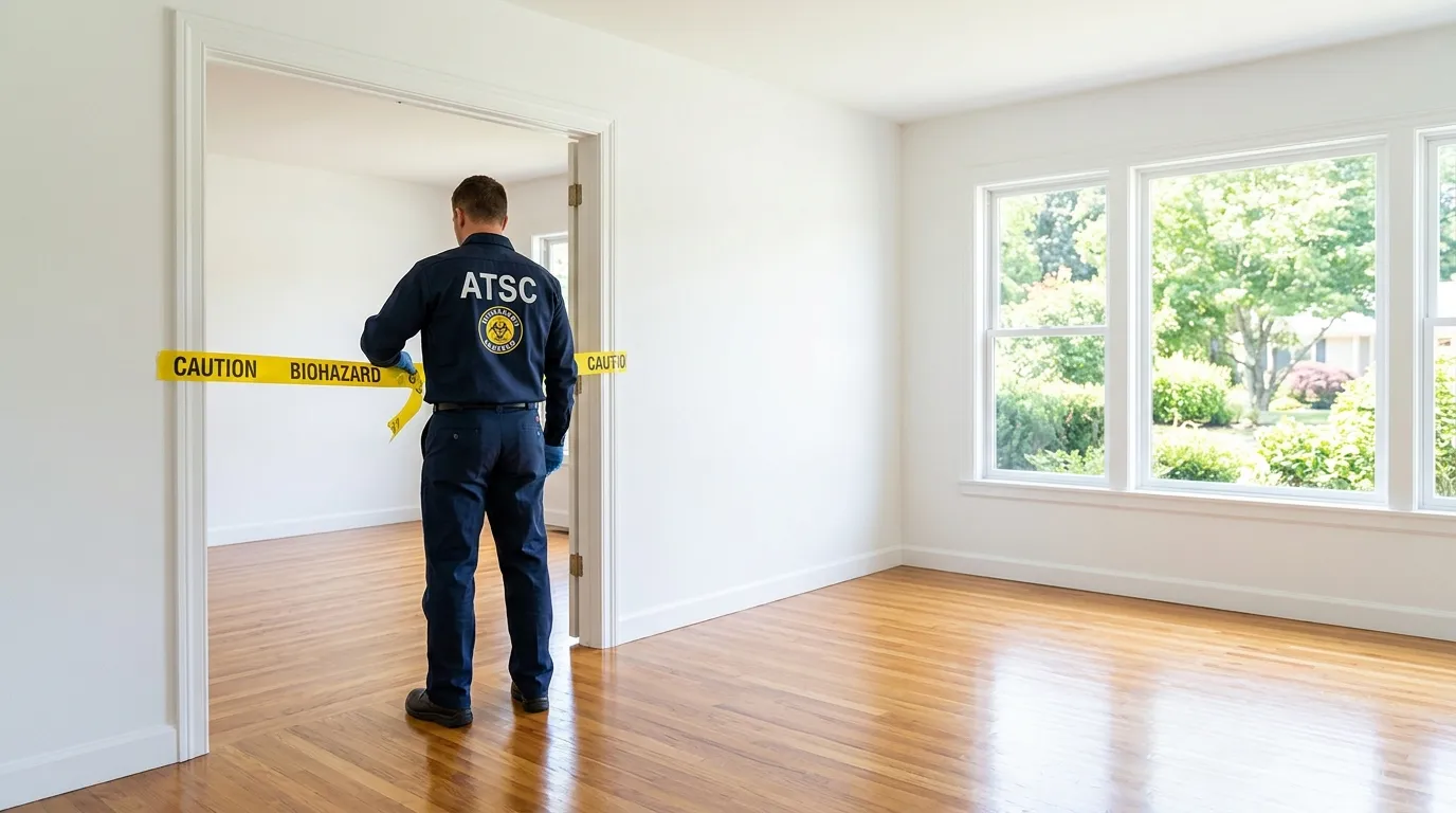 Certified biohazard cleanup crew performing Trauma Scene Cleanup in Arlington